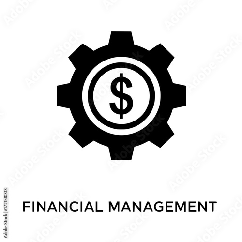 Financial management gear and dollar symbol icon representing business operations and economy