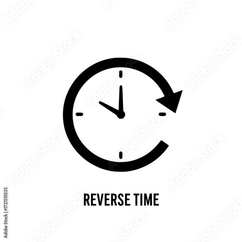 Modern clock icon with arrow indicating time reversal concept
