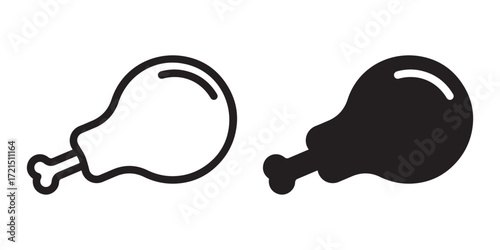 Chicken leg icon. isolated on white background, representing food and nutrition.