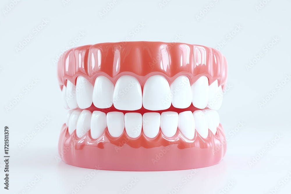 Fototapeta premium Human Jaw Denture Model with White Teeth