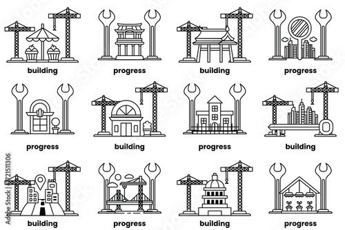 image is a series of buildings and construction sites