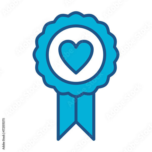 Volunteer Icon In Blue Monochrome Flat Design, Vector Illustration