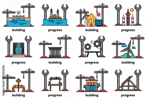 image is a series of buildings and construction sites