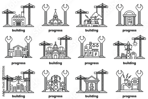 image is a series of buildings and construction sites