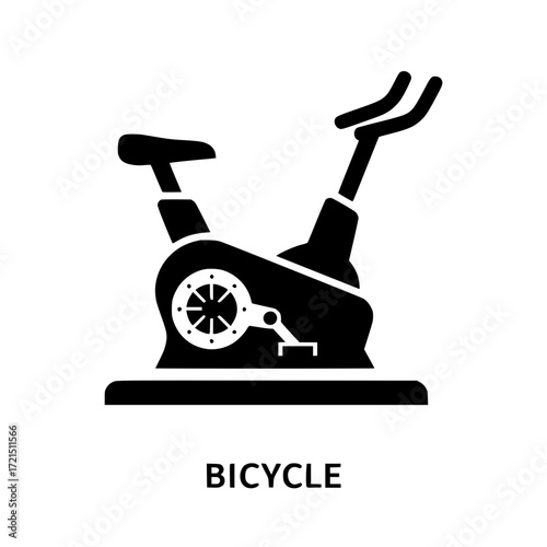 Stationary exercise bike silhouette icon for fitness and gym workouts