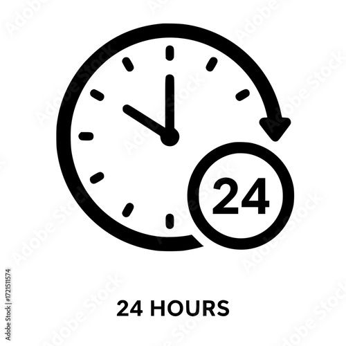 24 hour clock icon symbol round time availability service symbol