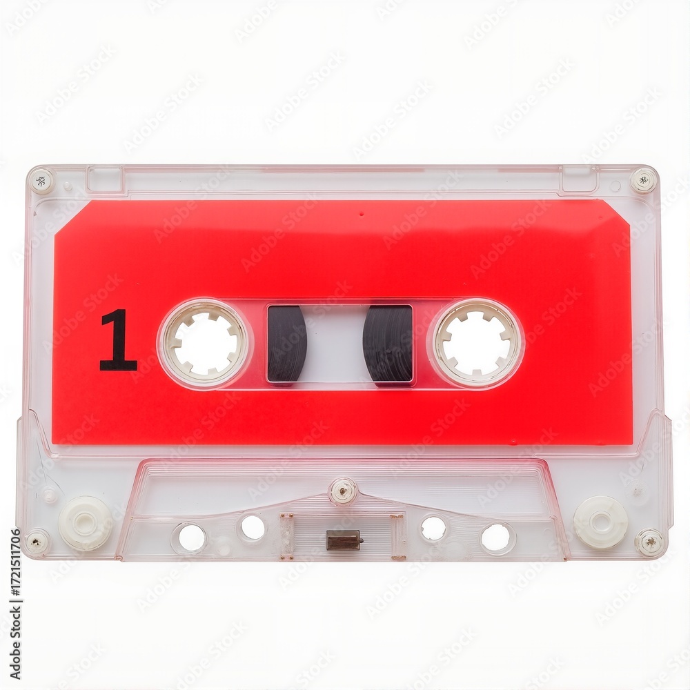 Obraz premium Vintage Cassette Tape with Red Label Design