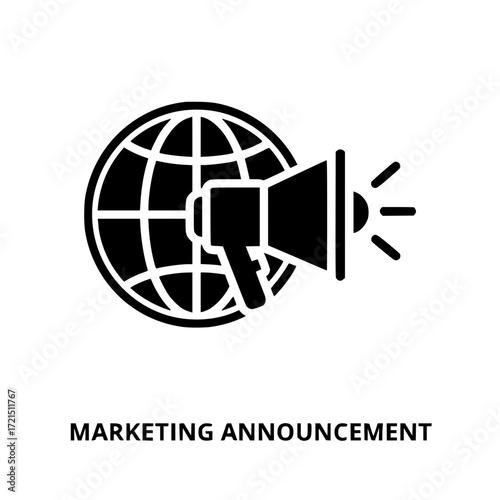Global marketing announcement megaphone icon symbolizing worldwide promotion and communication