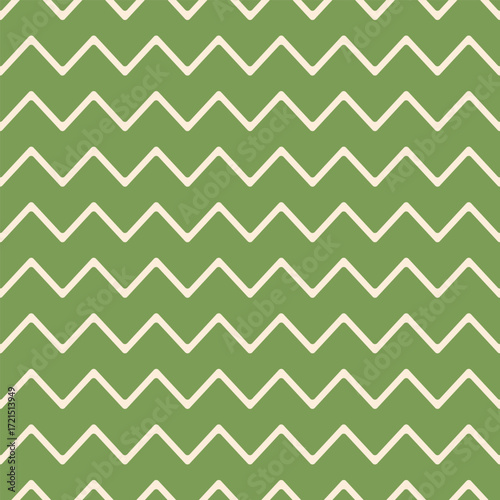 Cream rounded zigzag lines over a leaf green background in a seamless pattern. Ideal for clean, natural, and minimal designs in both print and digital use.