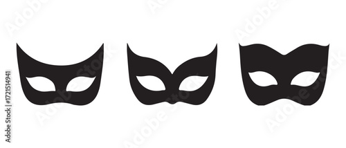 black masquerade masks. isolated on white background for a party.