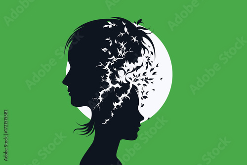 Child and Parent Silhouette with Growing Roots – Psychological Duality and Trauma Concept Illustration