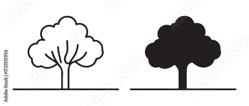 tree icons set. isolated on white background representing nature and environment.