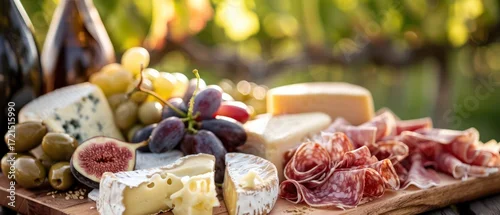 Obraz  z motywem Gourmet cheese and charcuterie board