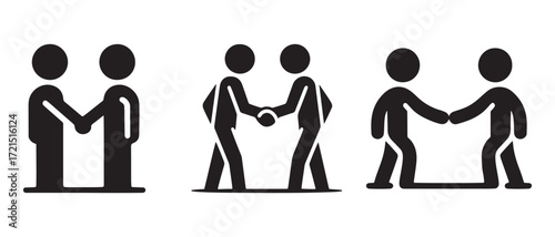 handshake icons set. isolated on white background representing agreement and deal.