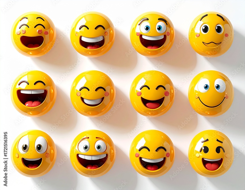 Fototapeta premium Emoji Faces Pattern