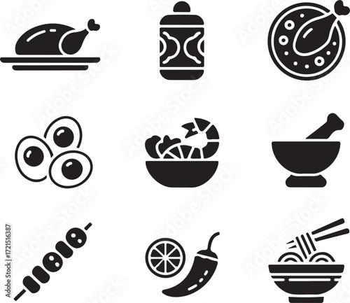 coffee and food icon set vector illustration with cup and dessert elements