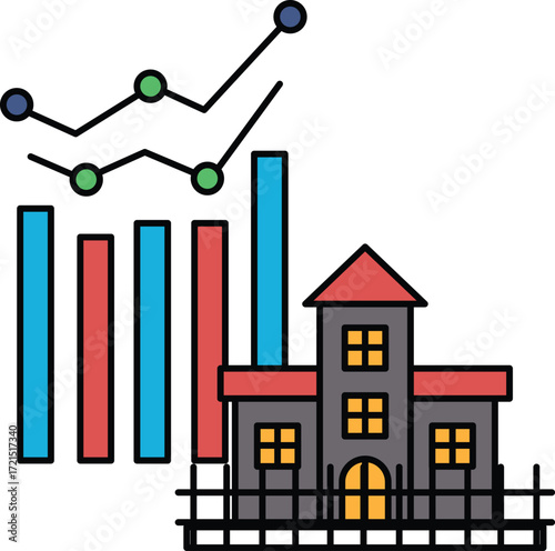 A graph with a house and a fence in the background