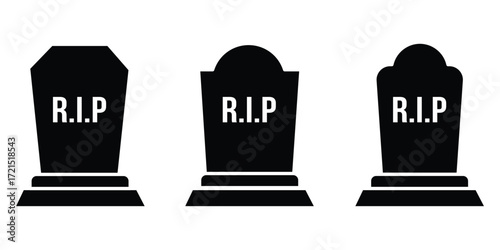 Simple tombstone icon set. tomb stone  vector icon .