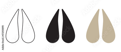 Deer hoof print icon set. isolated on white background, vector illustration.