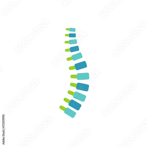 A vibrant, stylized illustration depicting the intricate human spinal column, symbolizing health, wellness, and medical care with its dynamic, segmented design.