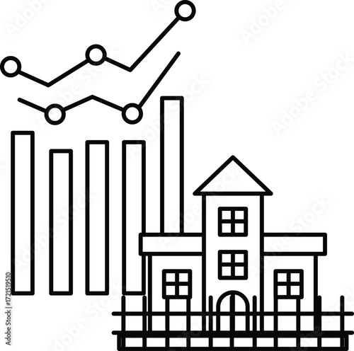 A graph with a house and a fence in the background