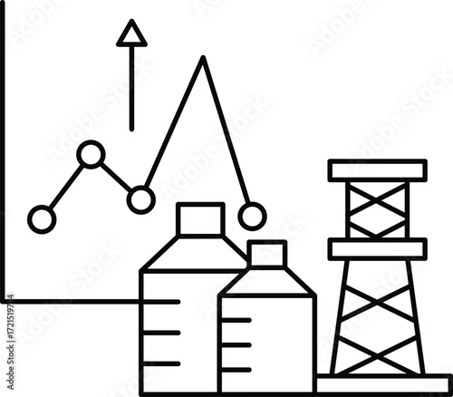 A graph with a line going up and a triangle on top of it