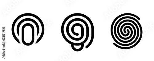 Finger print logo icon outline style touchscreen
