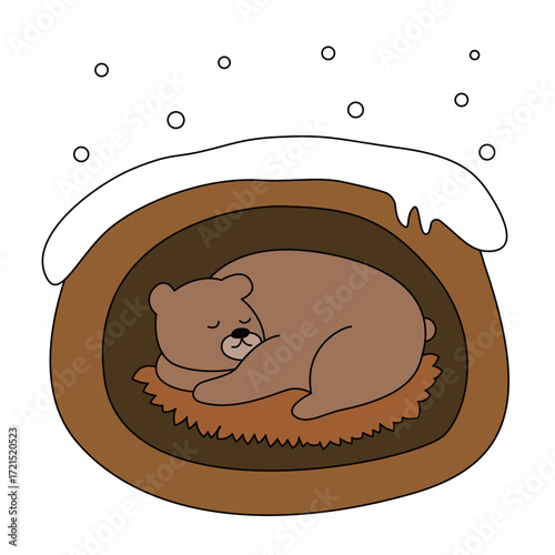 冬眠する熊のイラスト