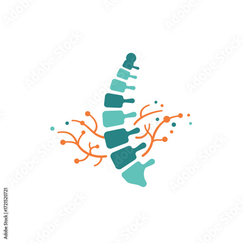 A modern vector illustration of a human spine with interconnected neural pathways, symbolizing neurological health, chiropractic care, and body wellness.