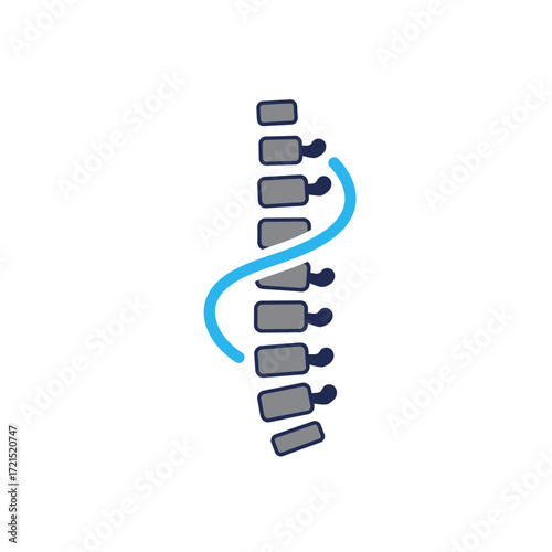 An abstract illustration depicting a human spine with a dynamic blue wave, symbolizing health, chiropractic care, and spinal wellness.