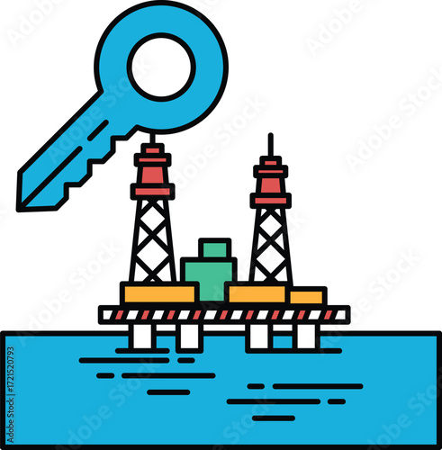 A key is shown above a picture of a rig
