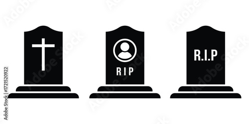 Simple tombstone icon set. tomb stone  vector icon .