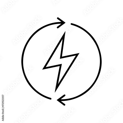 lightning energy bolt vector outline icon