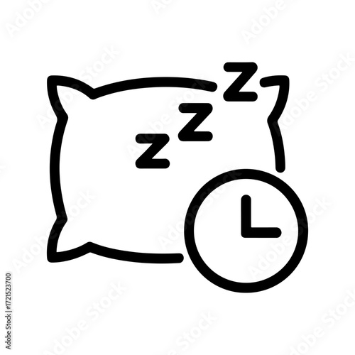sleep time pillow outline vector icon