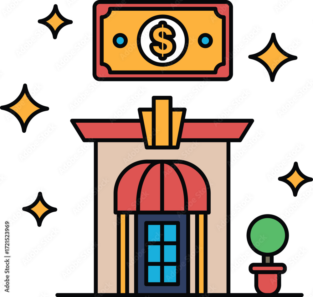 Fototapeta premium A building with a sign that says $100 on it