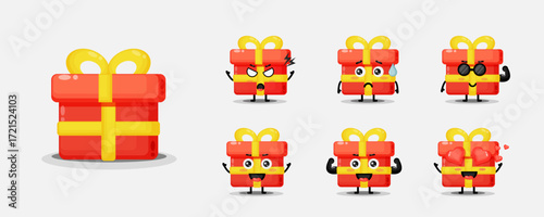Set of cute mascot gift boxes