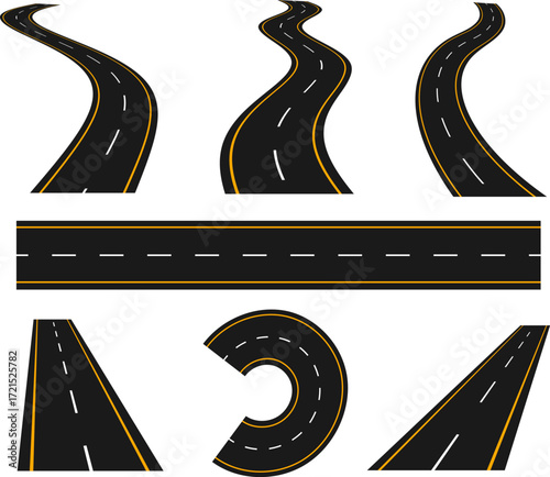  Road Segment Vector Icon Set