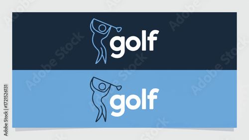 Vector art of golf logo with golfer silhouette and text