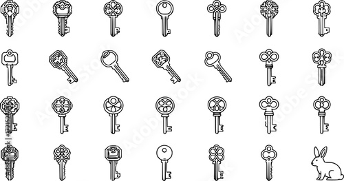 Premium set of key line icons.