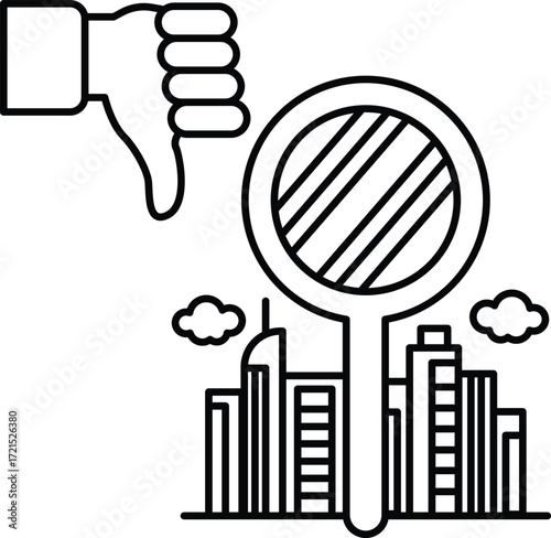 A hand with a thumbs down on a mirror