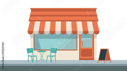 Illustration of a small cafe with outdoor seating