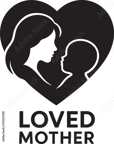 Mother and child silhouette in heart