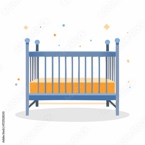 Baby Crib with Orange Mattress and Confetti