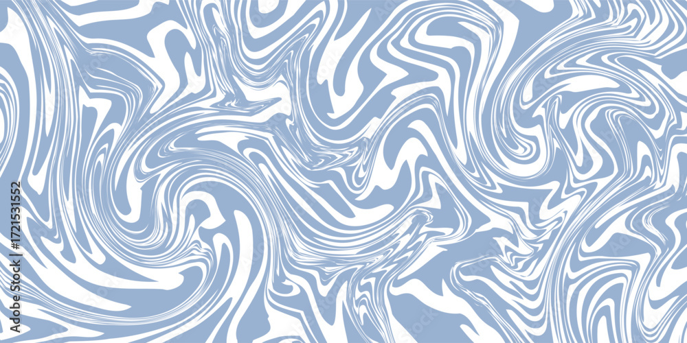 Obraz premium Wavy retro abstract background. Trippy hippie pattern in 60s-70s style. Cool groovy liquid texture. Simple vector design in pale blue and beige colors.