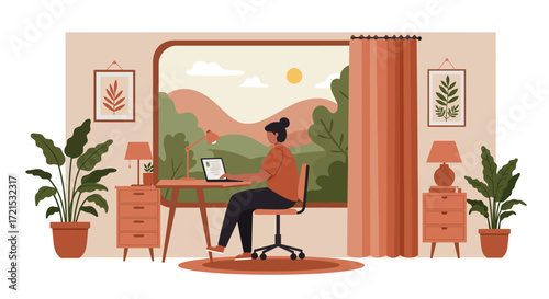 Future-Ready Workspace: Flat Design Home Office for Modern Professional Productivity