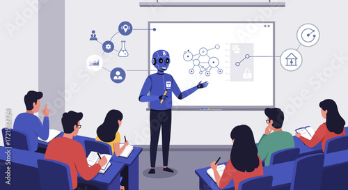 Cultivating Professional Growth: Modern University & Corporate Learning Environment Flat Vector