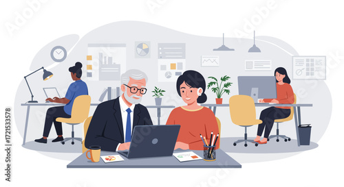 Strategic Collaboration: Senior Leader Inspiring Innovation in Modern Co-working Space