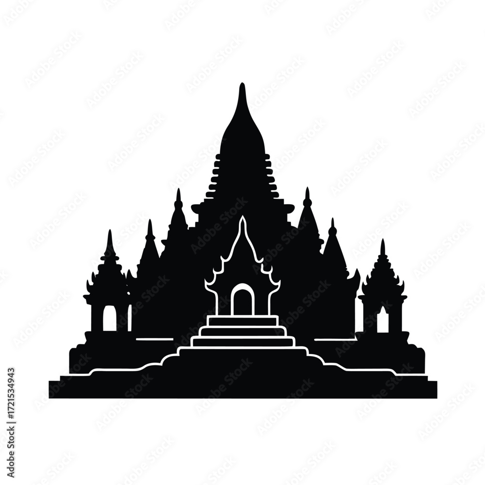 Obraz premium Bagan Ananda Temple Ancient Silhouette