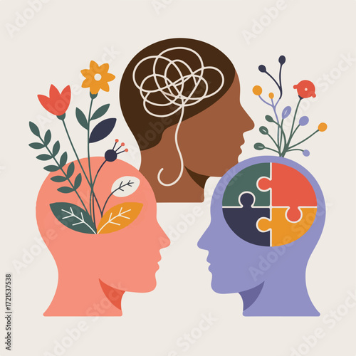 "Mind and Wellness Illustration Set – Psychology, Therapy & Mindfulness"

