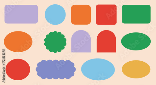 Geometric Harmony A Playful Array of Rounded Shapes in Vibrant Colors